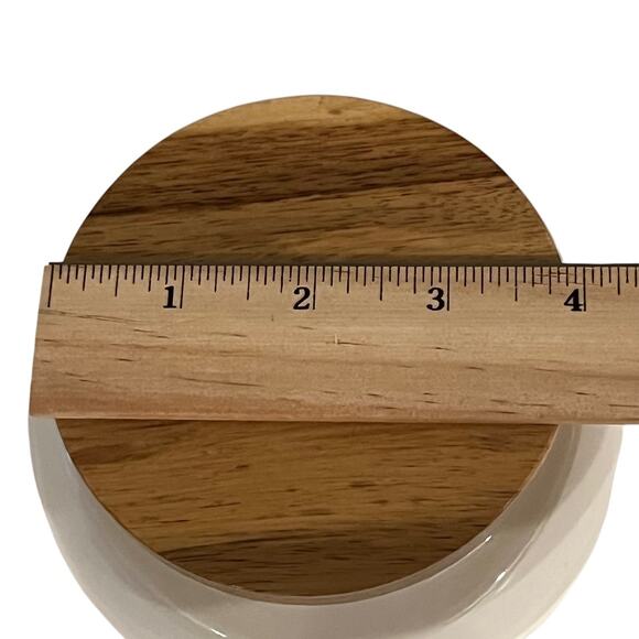 Set of 2 Ceramic Cat Treat Jars Bamboo Lids White Gold Whiskers Pet Canisters - Picture 8 of 13